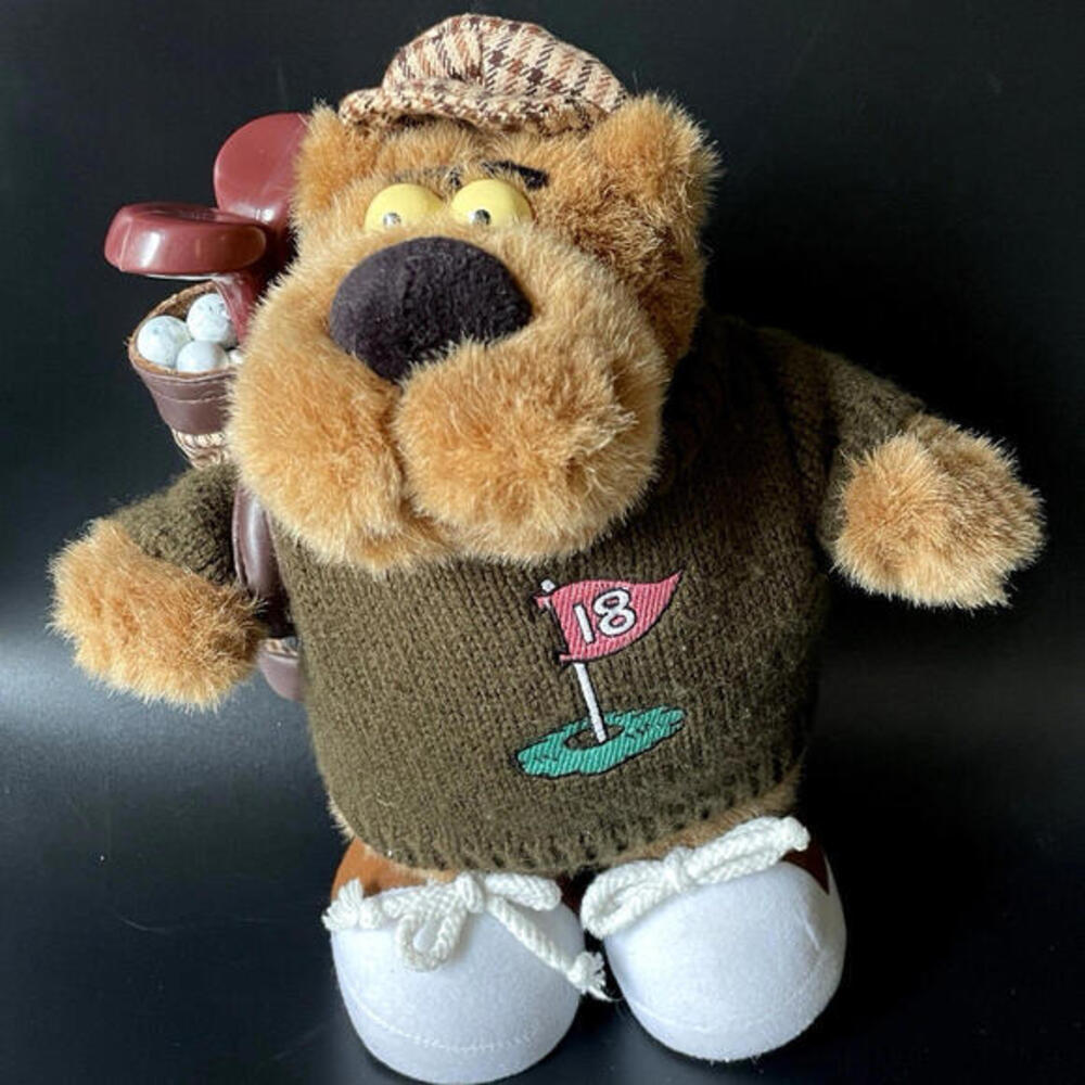 Vintage Russ‎ Berrie SID Golfer Bear 11" Plush Golf Teddy 2000